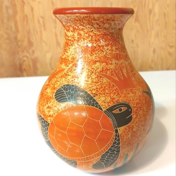 Artisan Ceramic Turtle Vase - Picture 1 of 10